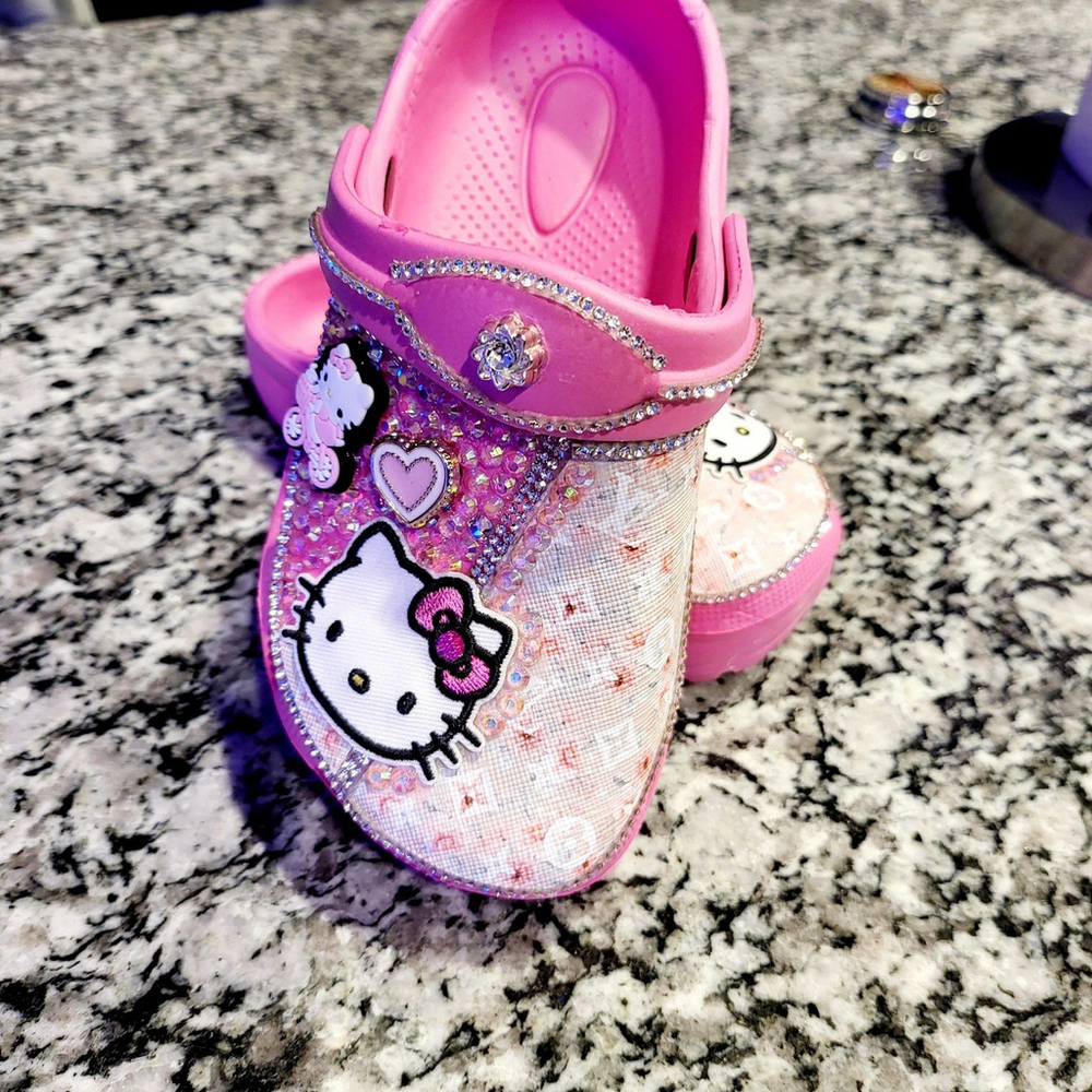 Custom Handmade Bling Crocs Kids Shoe Sizes - Picture 3 of 5